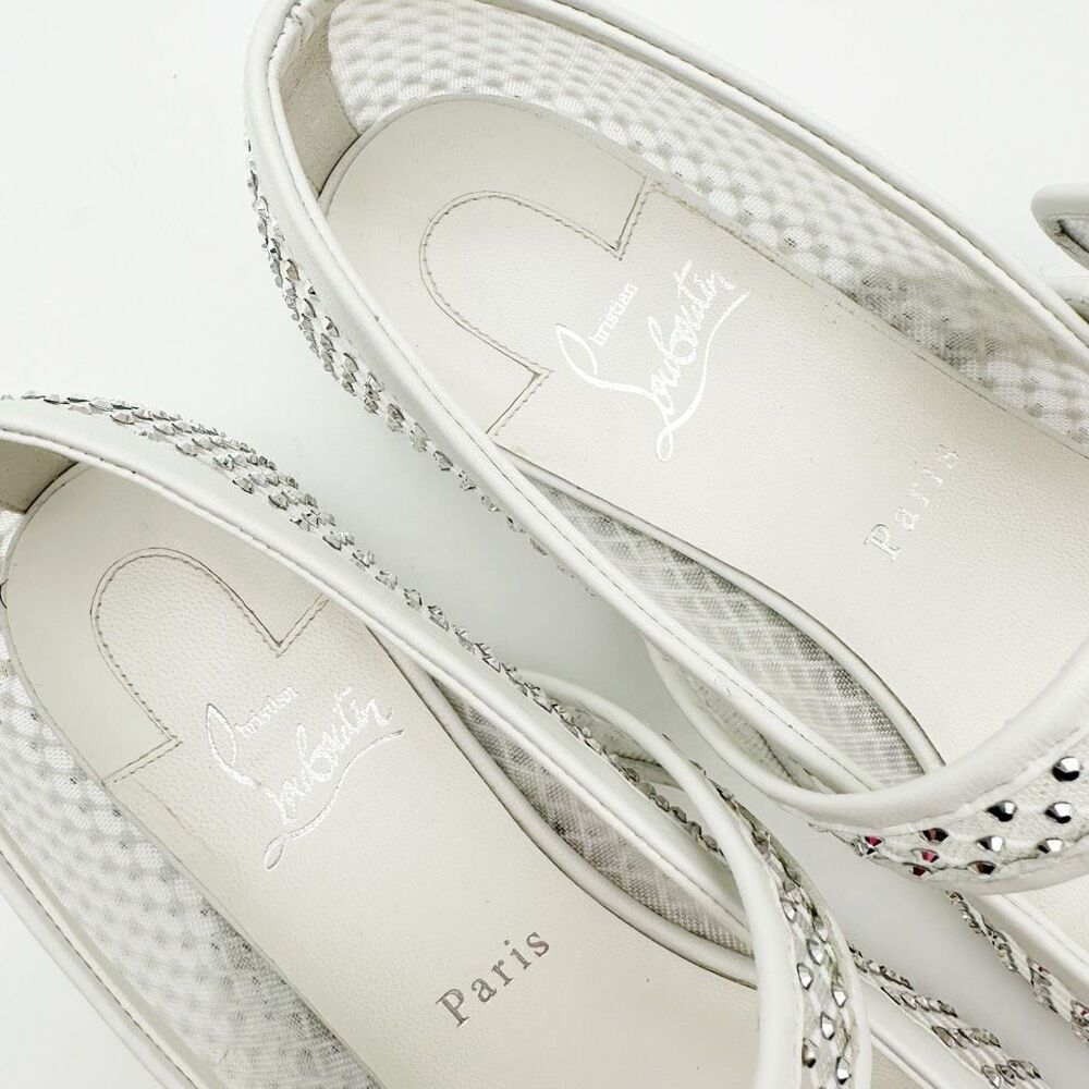CHRISTIAN LOUBOUTIN Mamastrapitina Crystal Embellished Ballet Flat Size 39 Mesh - Picture 6 of 15